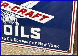 Vintage Socony Aircraft Oils Porcelain Sign Gas Station Pump Plate Standard