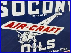 Vintage Socony Aircraft Oils Porcelain Sign Gas Station Pump Plate Standard