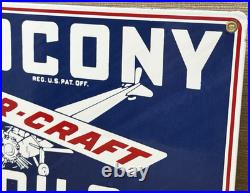 Vintage Socony Aircraft Oils Porcelain Sign Gas Station Pump Plate Standard