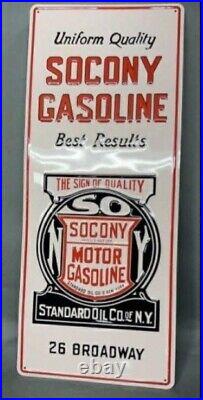 Vintage Socony Motor Oil Gas Station Metal Sign 23.5X 10 Standard Oil Company