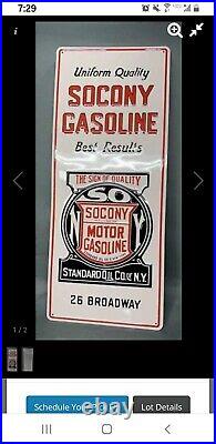 Vintage Socony Motor Oil Gas Station Metal Sign 23.5X 10 Standard Oil Company