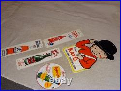 Vintage Soda Collection Of 5 Metal & Porcelain Sign Orange Crush 7up Squirt Kayo