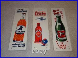 Vintage Soda Collection Of 5 Metal & Porcelain Sign Orange Crush 7up Squirt Kayo