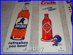 Vintage Soda Collection Of 5 Metal & Porcelain Sign Orange Crush 7up Squirt Kayo
