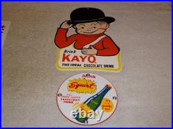 Vintage Soda Collection Of 5 Metal & Porcelain Sign Orange Crush 7up Squirt Kayo