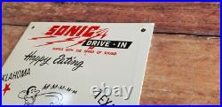 Vintage Sonic Drive In Porcelain Food Restaurant Burgers Service Store 9 Sign