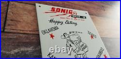Vintage Sonic Drive In Porcelain Food Restaurant Burgers Service Store 9 Sign
