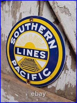 Vintage Southern Pacific Lines Porcelain Sign Old Railway Train Railroad Engine