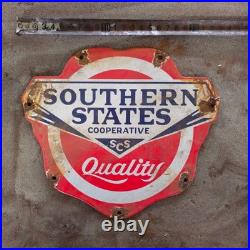 Vintage Southern States Scs Old Us Gasoline Oil Gas Pump Enamel Porcelain Sign