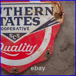 Vintage Southern States Scs Old Us Gasoline Oil Gas Pump Enamel Porcelain Sign
