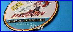 Vintage Speedway Porcelain Tennessee Auto 500 Service Station Pump Plate Sign