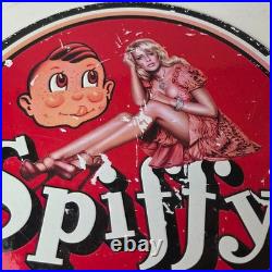 Vintage Spiffy Cola Porcelain Sign Shop Soda Advertising Gas Pump Service Sign