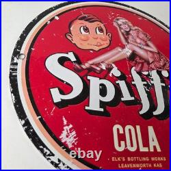 Vintage Spiffy Cola Porcelain Sign Shop Soda Advertising Gas Pump Service Sign