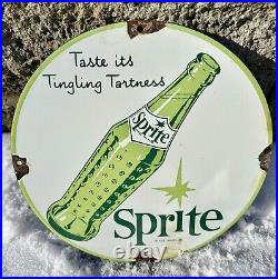 Vintage Sprite Porcelain Sign Gas Pump Plate Service Cola Soda Beverage Sign