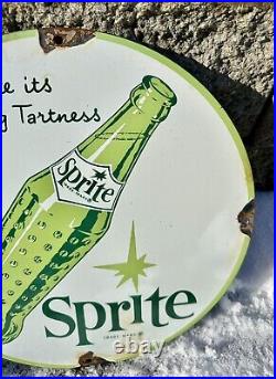 Vintage Sprite Porcelain Sign Gas Pump Plate Service Cola Soda Beverage Sign