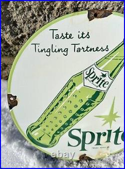 Vintage Sprite Soda Porcelain Sign Carbonate Beverage Pop Soft Drink Restaurant