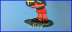 Vintage Squirt Boy Sign Soda Gas Pump Wall Service Sales Porcelain Sign