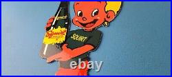 Vintage Squirt Boy Sign Soda Gas Pump Wall Service Sales Porcelain Sign