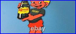 Vintage Squirt Boy Sign Soda Gas Pump Wall Service Sales Porcelain Sign