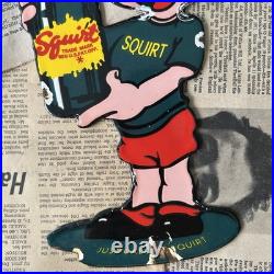 Vintage Squirt Boy Soda Cola Beverage 12 Inch Porcelain Enamel Sign