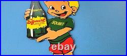 Vintage Squirt Porcelain Gas Soda Beverage Bottles Diecut Cola Service Pump Sign