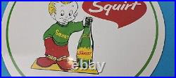 Vintage Squirt Porcelain Gas Soda Beverage Bottles General Store Pump Plate Sign