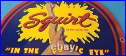 Vintage Squirt Porcelain Sign Drink Soda Beverage Gas Service Sign