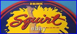 Vintage Squirt Porcelain Sign Drink Soda Beverage Gas Service Sign