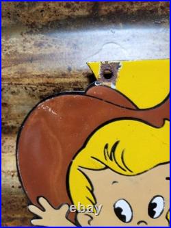 Vintage Squirt Porcelain Sign Old Soda Pop Beverage Drink Bottle Boy Rodeo Food