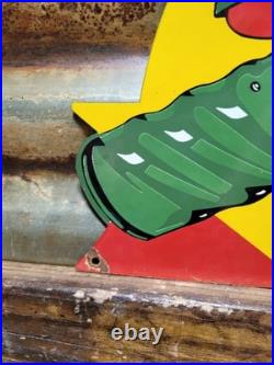 Vintage Squirt Porcelain Sign Old Soda Pop Beverage Drink Bottle Boy Rodeo Food