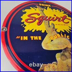 Vintage Squirt Porcelain Sign Soda Beverage Drink Gas Station Ad Sign