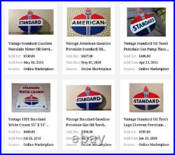 Vintage Standard Gas Torch & Flame 11 3/4 Porcelain Metal Gasoline & Oil Sign