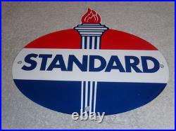 Vintage Standard Gas Torch & Flame 11 3/4 Porcelain Metal Gasoline & Oil Sign