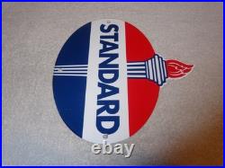 Vintage Standard Gas Torch & Flame 11 3/4 Porcelain Metal Gasoline & Oil Sign