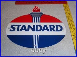 Vintage Standard Gas Torch & Flame 11 3/4 Porcelain Metal Gasoline & Oil Sign