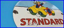 Vintage Standard Gasoline Porcelain Donald Duck Walt Disney Service Gas 12 Sign