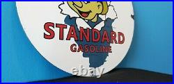 Vintage Standard Gasoline Porcelain Gas Star Perform Pinocchio Walt Disney Sign