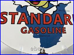 Vintage Standard Gasoline Porcelain Sign Gas Station Pump Plate Disney Pinocchio