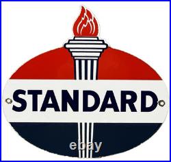 Vintage Standard Gasoline Porcelain Sign Service Station American Oil Torch Gas