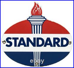 Vintage Standard Gasoline Porcelain Sign Service Station American Oil Torch Gas