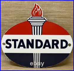 Vintage Standard Gasoline Porcelain Sign Service Station American Oil Torch Gas