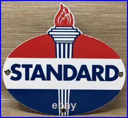 Vintage Standard Gasoline Porcelain Sign Service Station American Oil Torch Gas