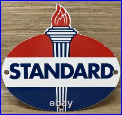 Vintage Standard Gasoline Porcelain Sign Service Station American Oil Torch Gas