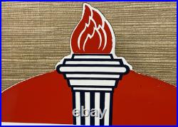 Vintage Standard Gasoline Porcelain Sign Service Station American Oil Torch Gas
