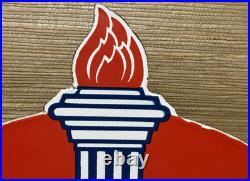 Vintage Standard Gasoline Porcelain Sign Service Station American Oil Torch Gas