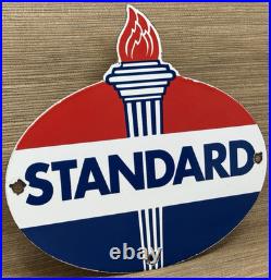 Vintage Standard Gasoline Porcelain Sign Service Station American Oil Torch Gas