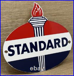 Vintage Standard Gasoline Porcelain Sign Service Station American Oil Torch Gas
