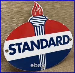 Vintage Standard Gasoline Porcelain Sign Service Station American Oil Torch Gas
