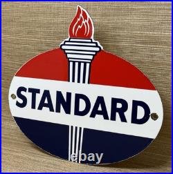 Vintage Standard Gasoline Porcelain Sign Service Station American Oil Torch Gas