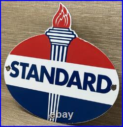 Vintage Standard Gasoline Porcelain Sign Service Station American Oil Torch Gas